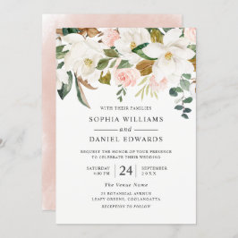 Invitación Rubor & White Florals Elegant Boda moderno