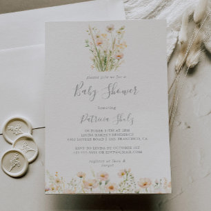 Invitación Rubor Wildflower Baby Shower clásico