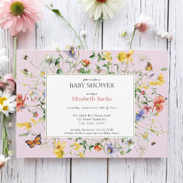 Invitación Rubor Wildflowers, Bees & Butterflies Baby Shower