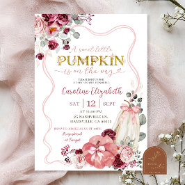 Invitación Rubor y Burgundy Coquette Pumpkin Baby Shower
