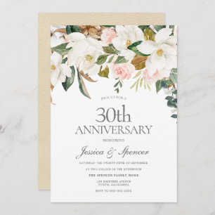 Invitación Rubor y Flores Blancas trigésimo aniversario Boda
