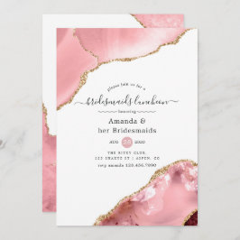 Invitación Rubor y Gold Agate Bridesmaids Luncheon