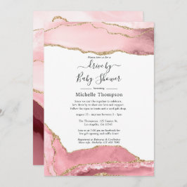 Invitación Rubor y Gold Agate Drive By Shower