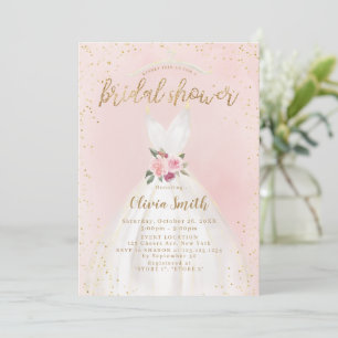 Invitación Rubor Y Gold Elegant Wedant Vestido De Novias Duch