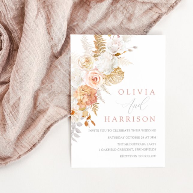Invitación Rubor y Gold Fabulous Floral Boda (Subido por el creador)