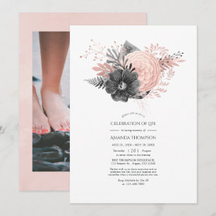 Invitación Rubor y la celebración de la vida de la floral car