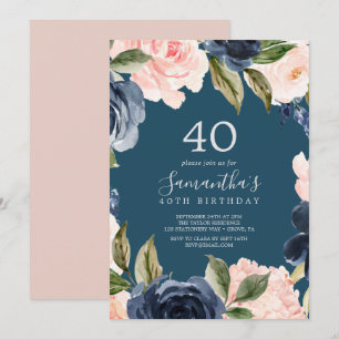 Invitación Rubor y la Marina Flores Azul guerrera 40 años