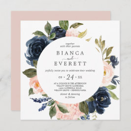 Invitación Rubor y la Marina Flores Boda de la Plaza Casual B