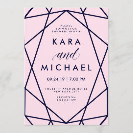 Invitación Rubor y Marina | Boda geométrico moderno