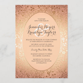 Invitación Rubor y Oro - Elegante Boda Vintage Floral