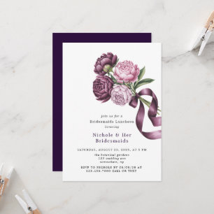 Invitación Rubor y Plum Peony Floral Bridesmaids Luncheon