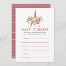 Rubor y Rosa Gold Unicorn Baby Shower Baby Guesses