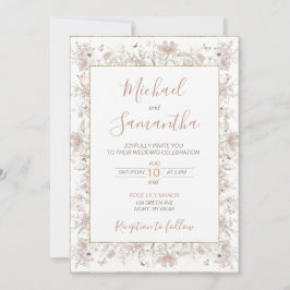 Invitación Rubor y Salvia Flor Silvestre Boda de Primavera