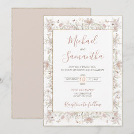 Invitación Rubor y Salvia Flor Silvestre Boda de Primavera