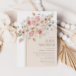 Invitación Rubor y White Floral Arch Baby Shower