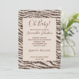 Invitación Rubor Zebra Purpurina Baby Shower