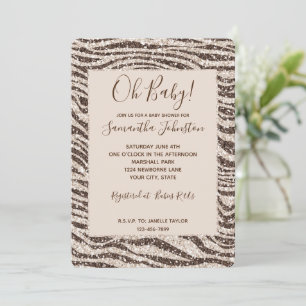 Invitación Rubor Zebra Purpurina Baby Shower