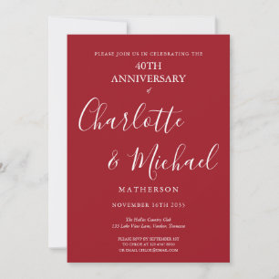 Invitación Ruby 40th Aniversario Firma Script