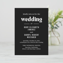 Invitación Ruby Black Modern Boda