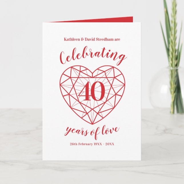 Invitación Ruby celebrando 40 años de amor (Anverso)