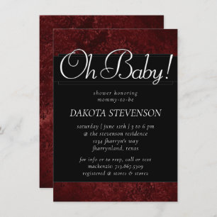 Invitación Ruby Crimson Red Classic Grunge Oh Baby Shower