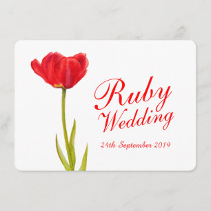 Invitación Ruby fiesta de bodas tulipán rojo arte 40.ª invita