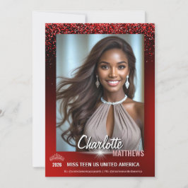 Invitación Ruby Glimmer Pageant Promo Card | QR Code