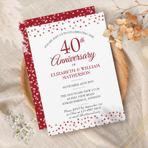 Invitación Ruby Love Hearts 40 Aniversario