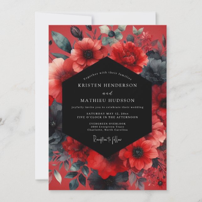 Invitación Ruby Moody Anemone Wedding (Anverso)