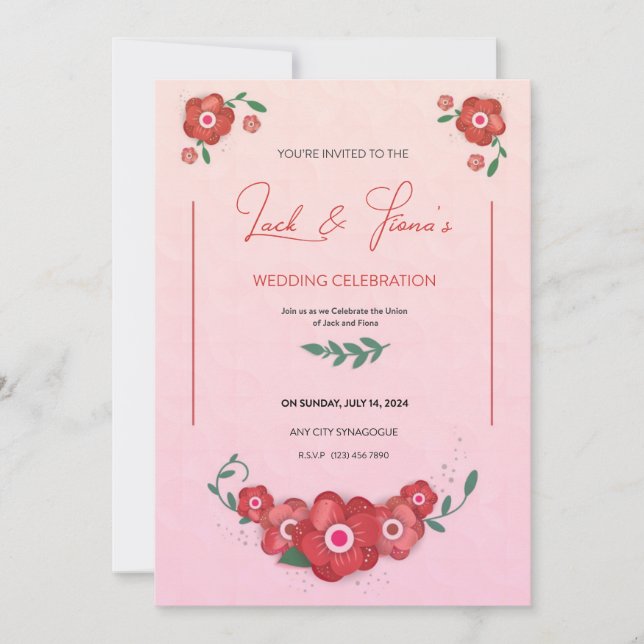 Invitación Ruby Petals de Romance Sinfonía Boda (Anverso)