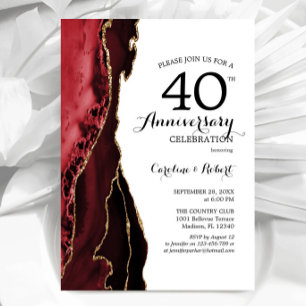 Invitación Ruby Red Elegante 40 Aniversario