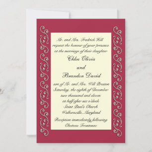 Invitación Ruby Red, Off White and Pearls Wedting