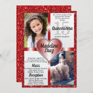 Invitación Ruby Red Quinceañera 15 cumpleaños
