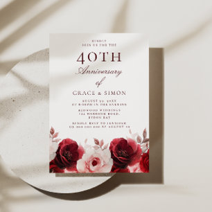 Invitación Ruby Red Roses 40° aniversario Boda