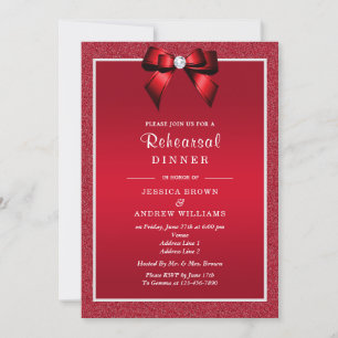 Invitación Ruby Red & Stylish Gem Boda Ensayo Cena