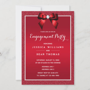 Invitación Ruby Red & Stylish Gem Engagement