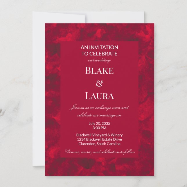 Invitación Ruby Rojo Simple Acuarela Personalizada (Anverso)