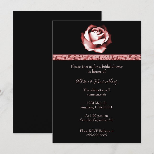 Invitación Ruby Rosa Bridal Shower Invite (Anverso / Reverso)