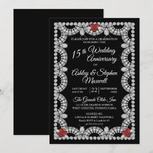 Invitación Ruby y Fiesta del 15° Aniversario del Boda Diamant