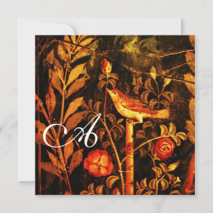Invitación RUCIO CON MONOGRAMA DE ROSAS, Rojo Negro Amarillo
