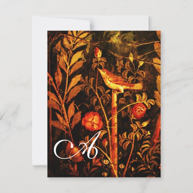 Invitación RUCIO CON MONOGRAMA DE ROSAS, Rojo Negro Amarillo (Anverso)