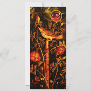 Invitación RUCIO CON ROSAS MONOGRAMA, Rojo Negro Amarillo