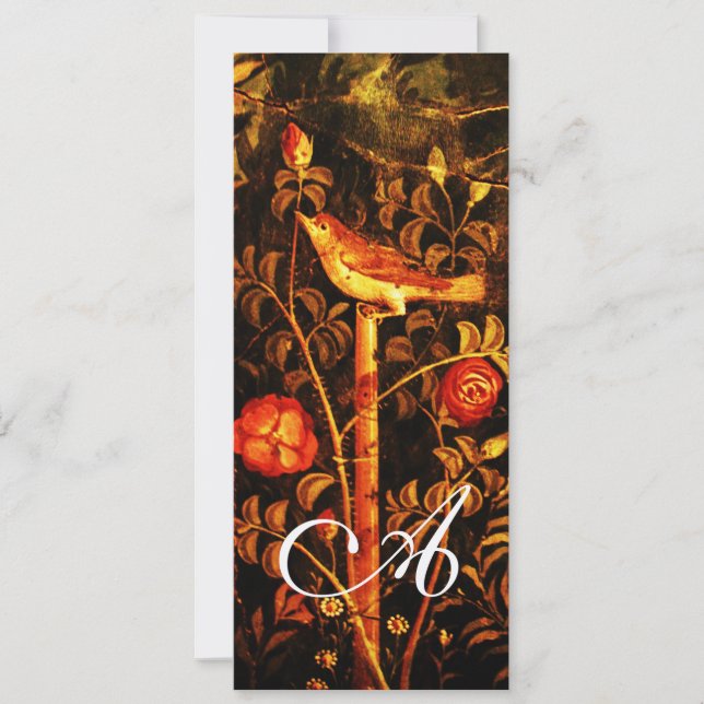 Invitación RUCIO DE NOCHE CON MONOGRAMA DE ROSAS, Rojo Negro  (Anverso)