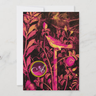 Invitación RUCIO DE NOCHE CON MONOGRAMA DE ROSAS, Rosa Negro