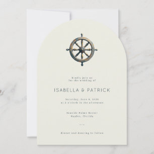 Invitación Rueda de barco náutica beige elegante