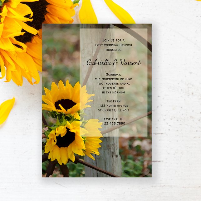 Invitación Rueda de carreta de girasol Occidental Post Boda B (Subido por el creador)