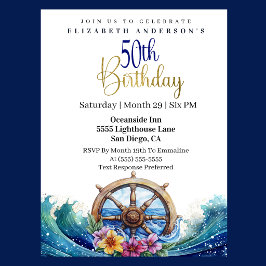 Invitación Rueda de Navegación Náutica 50 Cumpleaños