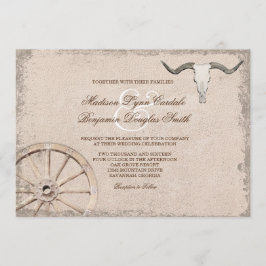Invitación Rueda de vagón rusa Boda de vaquero longhorn