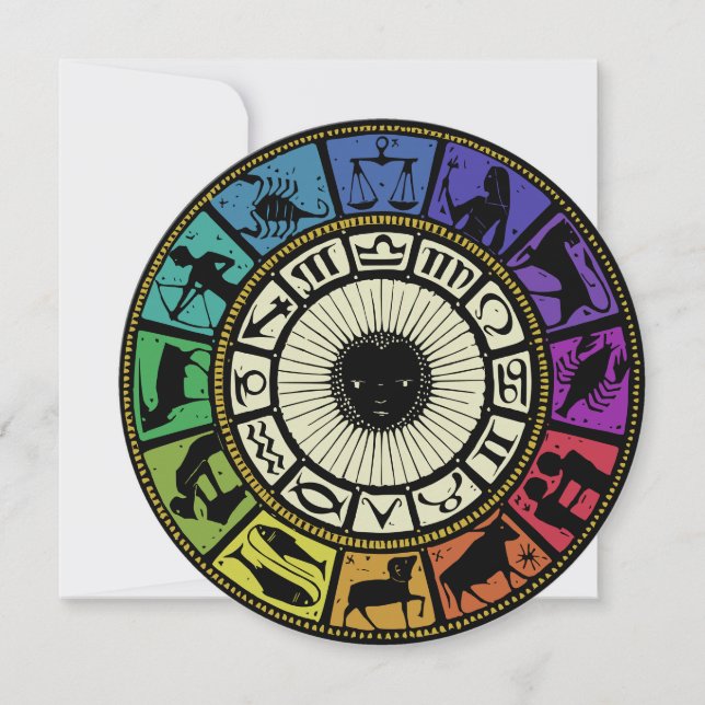 Invitación Rueda de zodiaco vintage (Anverso)