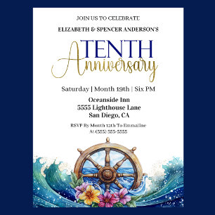Invitación Rueda Náutica de Vela 10º Aniversario de Bodas